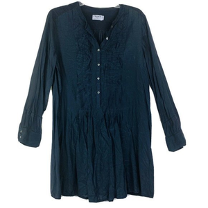 Frame‎ Lagenlook Top Black Half Button Shirt Tunic Silk Goth Sheer Medium $285